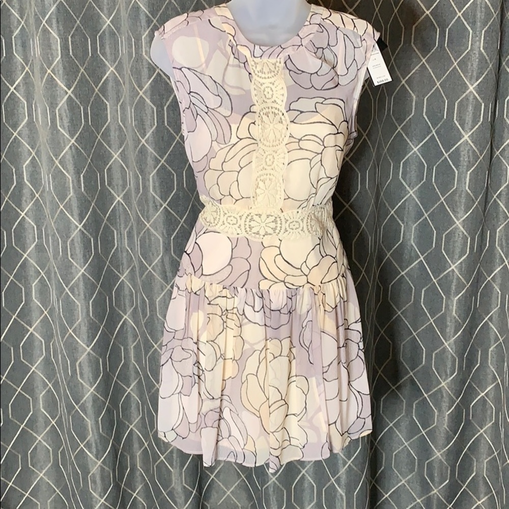 BCBG MaxAzria Amyeline Lace-Trim Print-Blocked